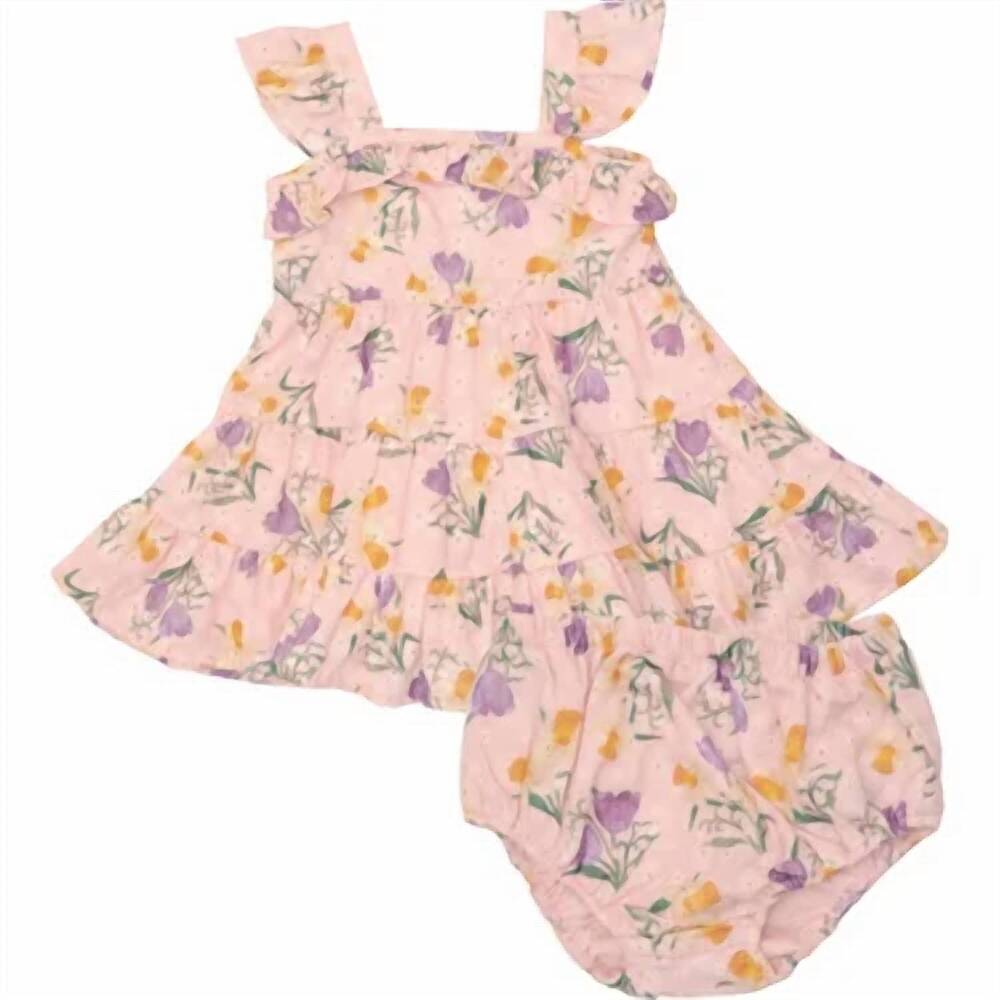NEW ANGEL DEAR girl's bouquet 3 tiered ruffle sundress and diaper cover in eyeli